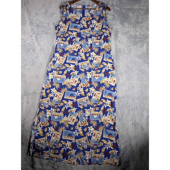 Disney Store Dresses & Skirts - Disney Store Mickey & Minnie Mouse Tropical Aloha Blue Floral Maxi Dress Large